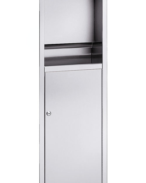 Bradley 225-10 Semi-Recessed Paper Folded Towel Dispenser & 9.2 gal. Waste Receptacle