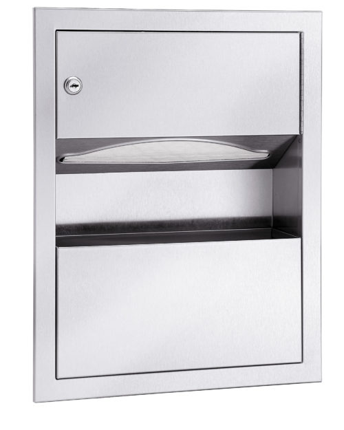 Bradley 229 Recessed Folded Towel Dispenser & 1.25 gal. Waste Receptacle