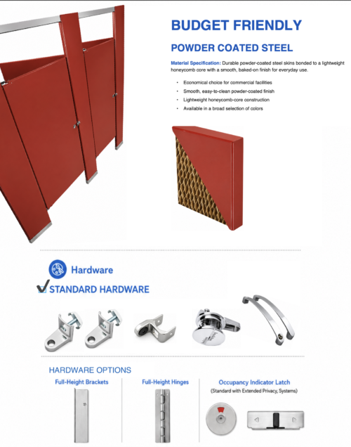 Powder Coated Steel Metal Toilet Partitions Red