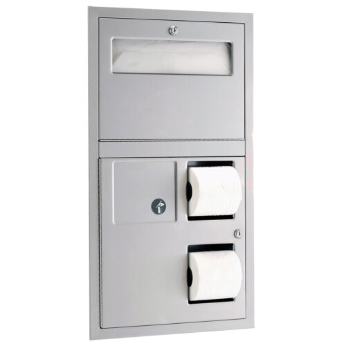 Bobrick B-3574 Seat Cover Toilet Tissue Dispenser & Napkin Dispensers Recessed