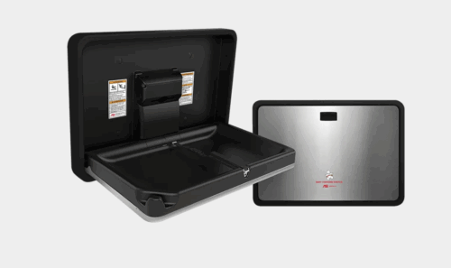 ASI 9024-41 BABY CHANGING STATION, HORIZONTAL – PLASTIC/STAINLESS STEEL (MATTE BLACK/SATIN FINISH), SURFACE MOUNTED