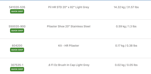 Powder Coated Steel  Commercial Bathroom Partitions - Quote 904955 20" Pilaster and Shoe 90029