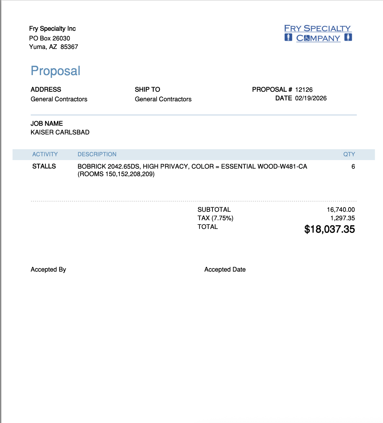 Quote#12126 - Toilet Partitions