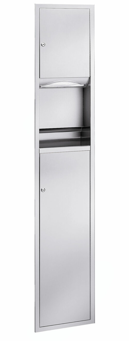 Bradley 225-10 Semi-Recessed Paper Folded Towel Dispenser & 9.2 gal. Waste Receptacle