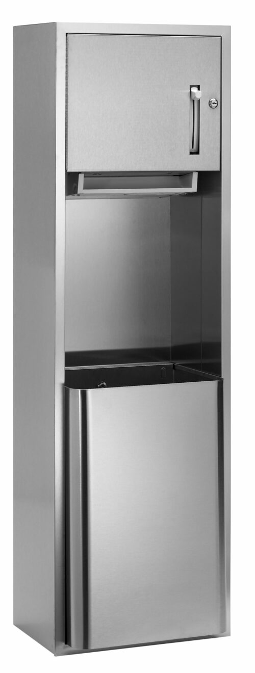 Bradley 227-10 Semi-Recessed Roll Towel Dispenser & 18 gal. Waste Receptacle