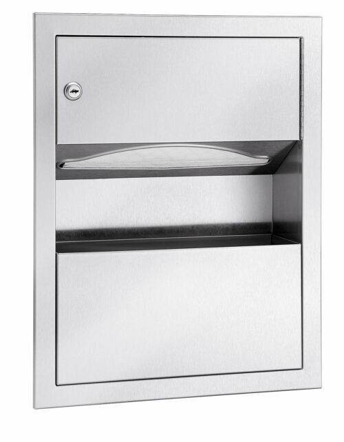 Bradley 229-11 Surface-Mounted Folded Towel Dispenser & 1.25 gal. Waste Receptacle