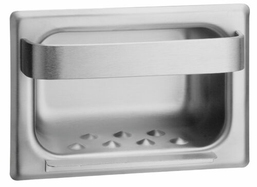 Bradley 940 Stainless Steel Recessed Soap Dish & Towel Bar - w/ Mortar Lugs