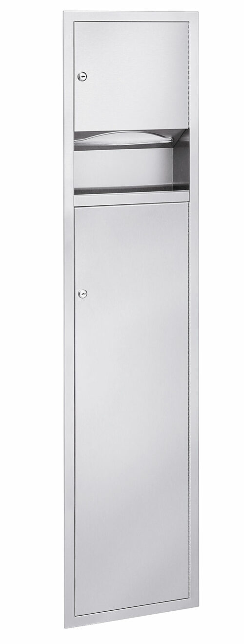 Bradley 2251-10 Semi-Recessed Folded Towel Dispenser & 5.3 gal. Waste Receptacle