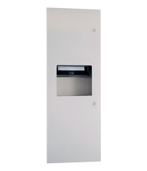 Gamco TW-12RP Recessed Coverall Roll Towel Dispenser and Waste Receptacle with Push Bar Roll Towel Dispenser - 8.5 gal